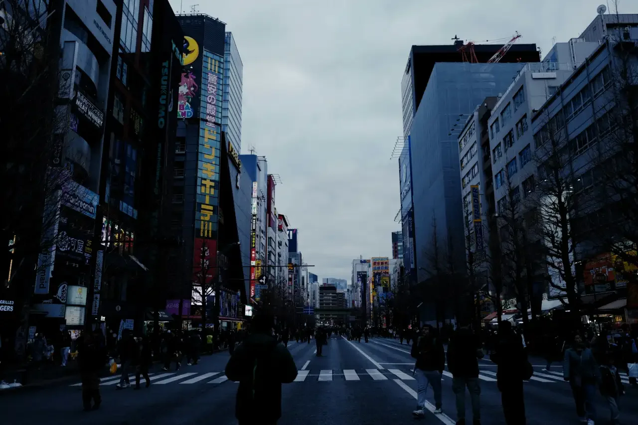Akihabara, Chuo Dori, is closed to traffic