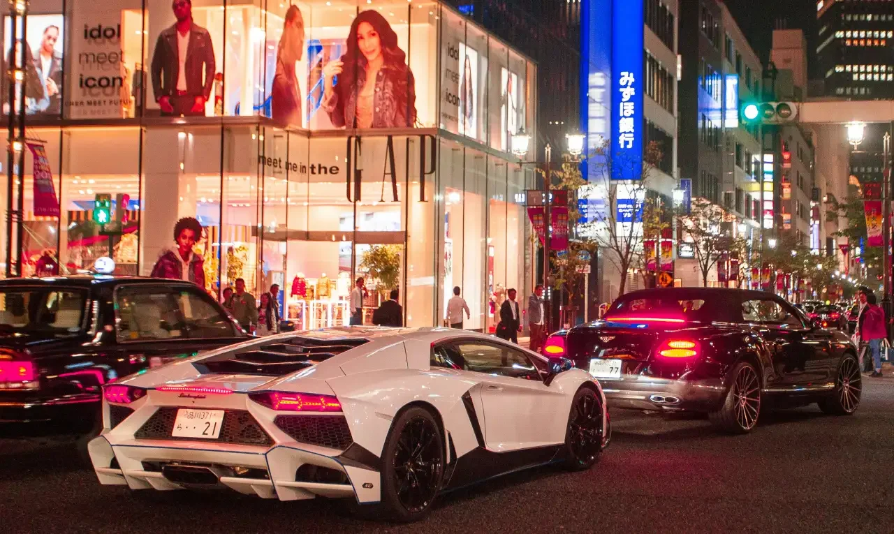 Luxury cars in Ginza