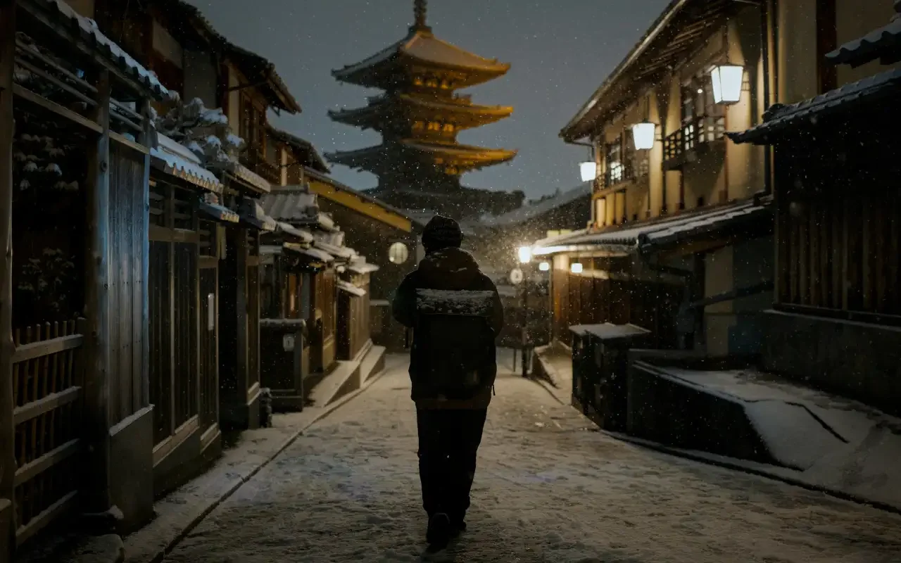 Snowing over hagashiyama in winter Snowing over hagashiyama in winter